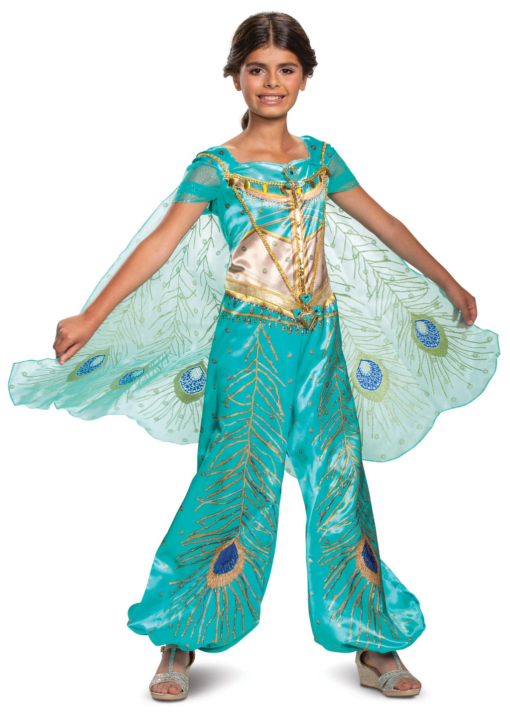 Jasmine Teal Aladdin Disney Princess Deluxe Child Girl Costume Medium 7-8