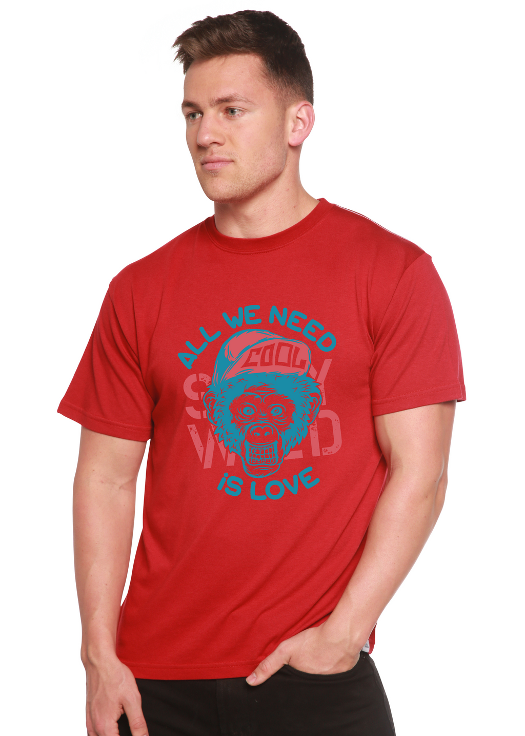 All We Need is Love Men's Bamboo Viscose/Organic Cotton Short Sleeve Graphic T-Shirt