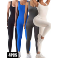 4 Pack Ribbed Solid Color Sport Casual Wear Bodysuits