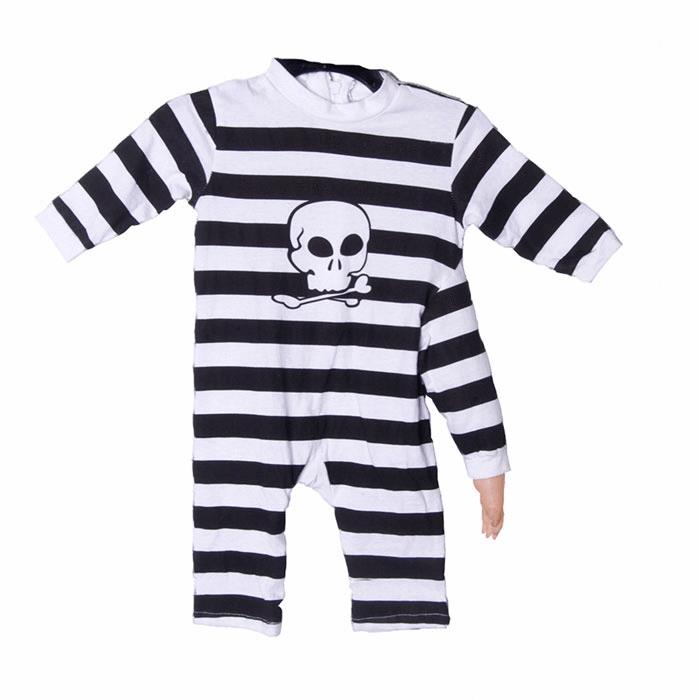 Three Arm Baby Costume Black and White Striped Jumpsuit 12 Months