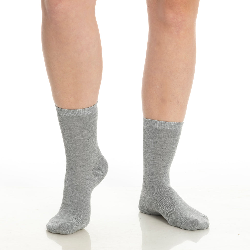 Women’s bamboo crew socks 3-pack, heather gray crew length