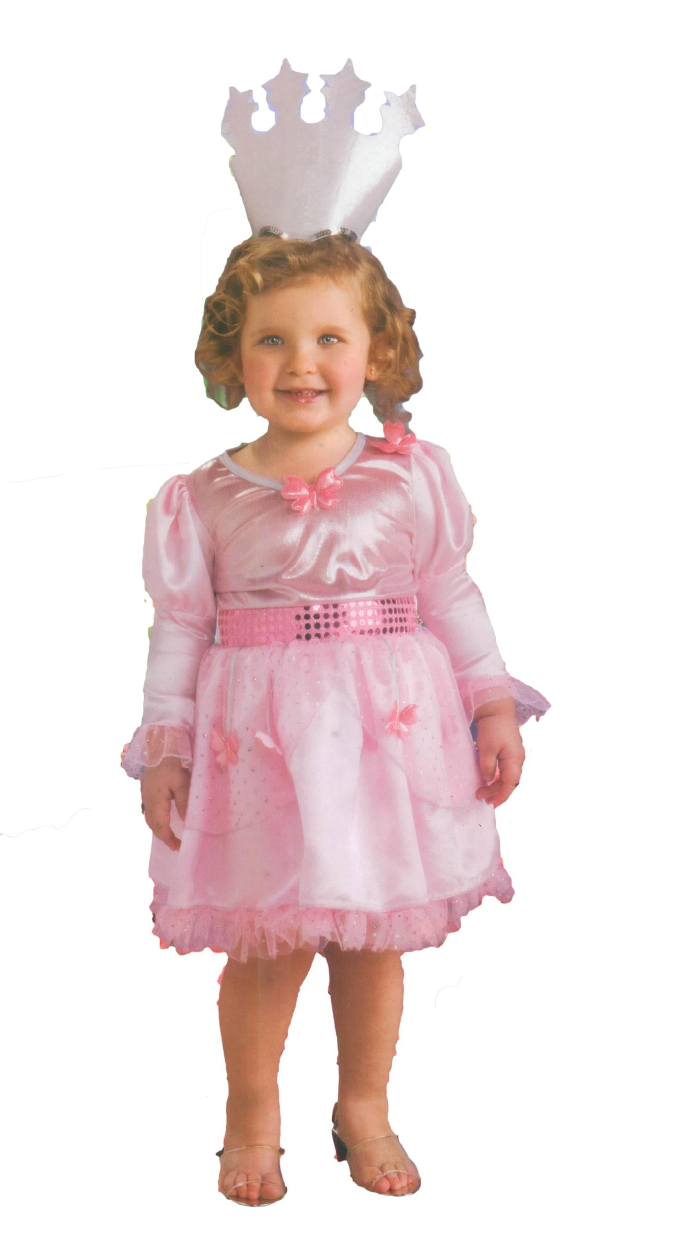 Little Girl Wizard of Oz Glinda Pink Costume Dress and Tiara Toddler Size 2-4
