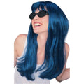 Teal and Black Long Glamour Wig With Bangs