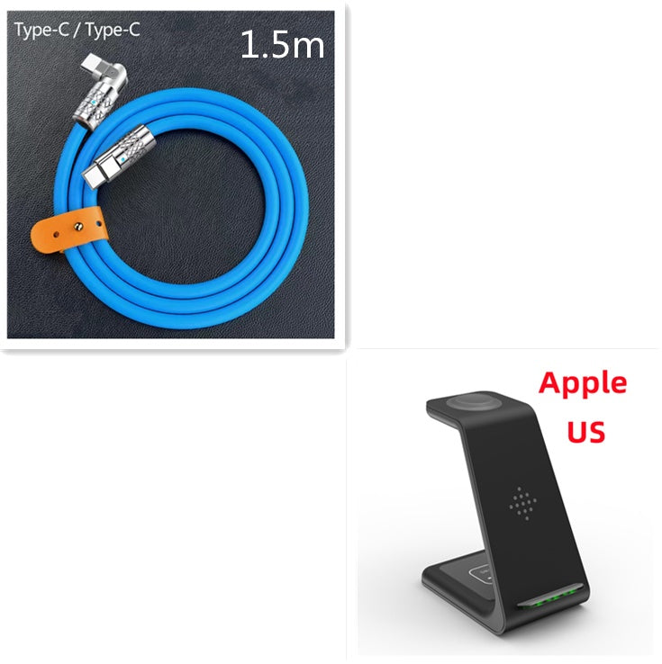 3-in-1 wireless charger stand with dock and blue Type-C cable, 1.5m