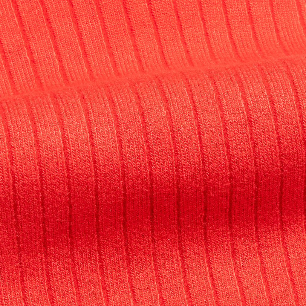 Bamboo dress socks in bright orange rib knit fabric close-up