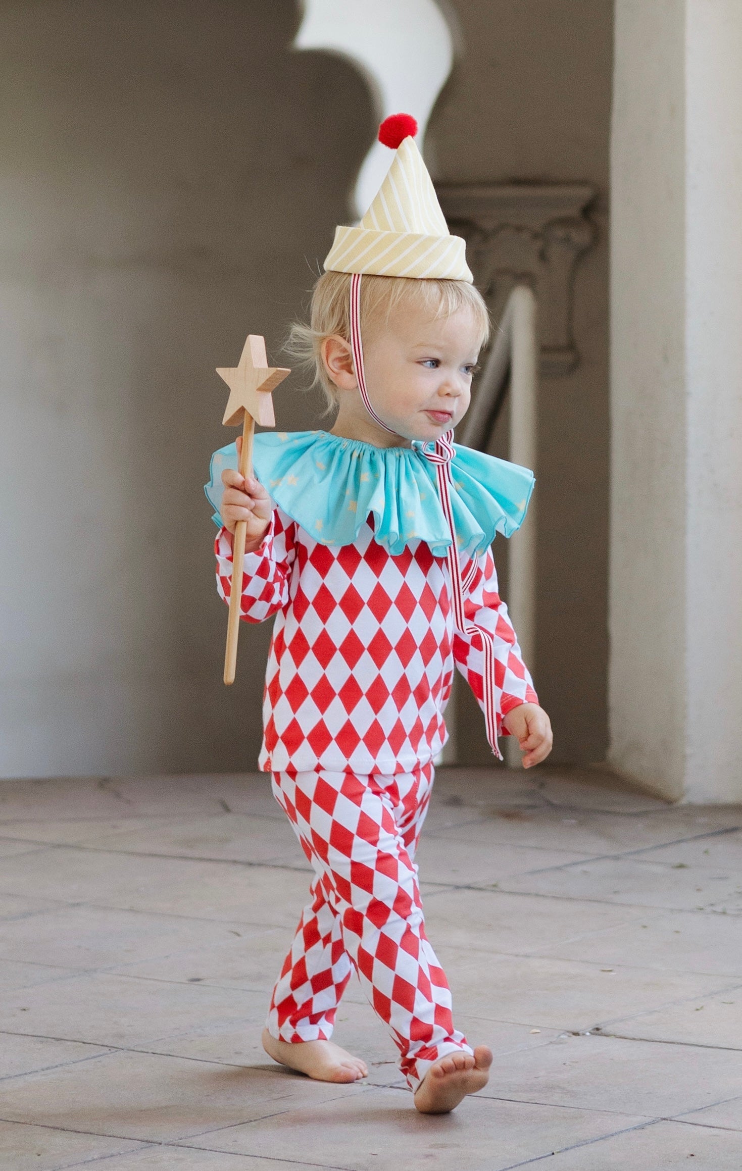 Vintage Harlequin Clown Costume for Kids | Circus Halloween Costume