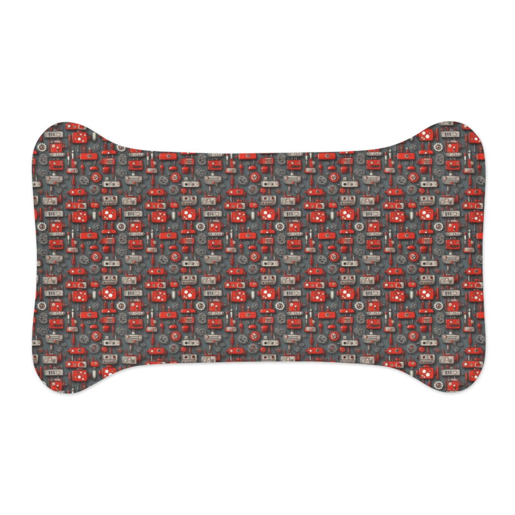 Crimson Cogs and Circuitry Pattern - Pet Feeding Mat Pet Ze