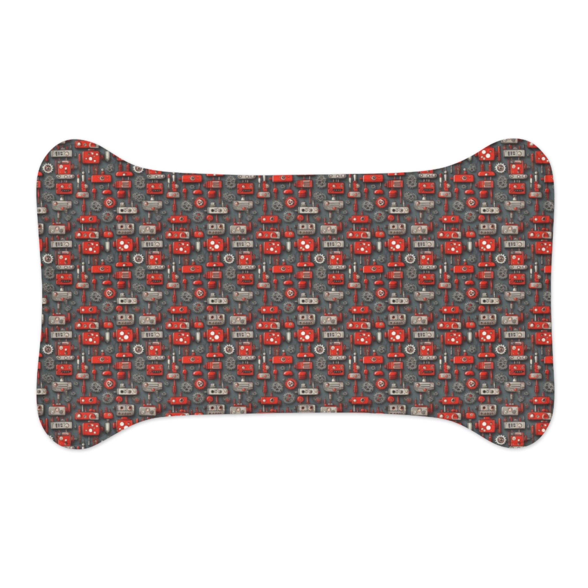 Crimson Cogs and Circuitry Pattern - Pet Feeding Mat Pet Ze