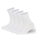 White bamboo diabetic ankle socks, 4-pack set with ribbed cuffs