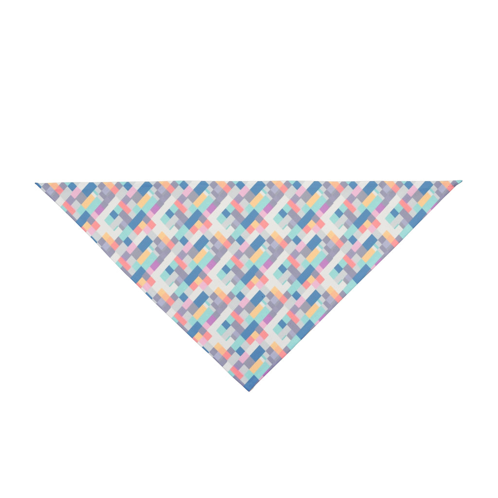 Pastel Pixel Weave in Diagonal Harmony - Pet Bandana Pet Zen
