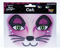 Glittered Rhinestone Cat Face Design Art Self Adhesive Stickers Decor Makeup