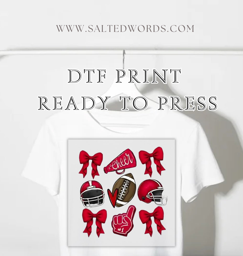 Coquette Bows and Football - Red DTF transfer