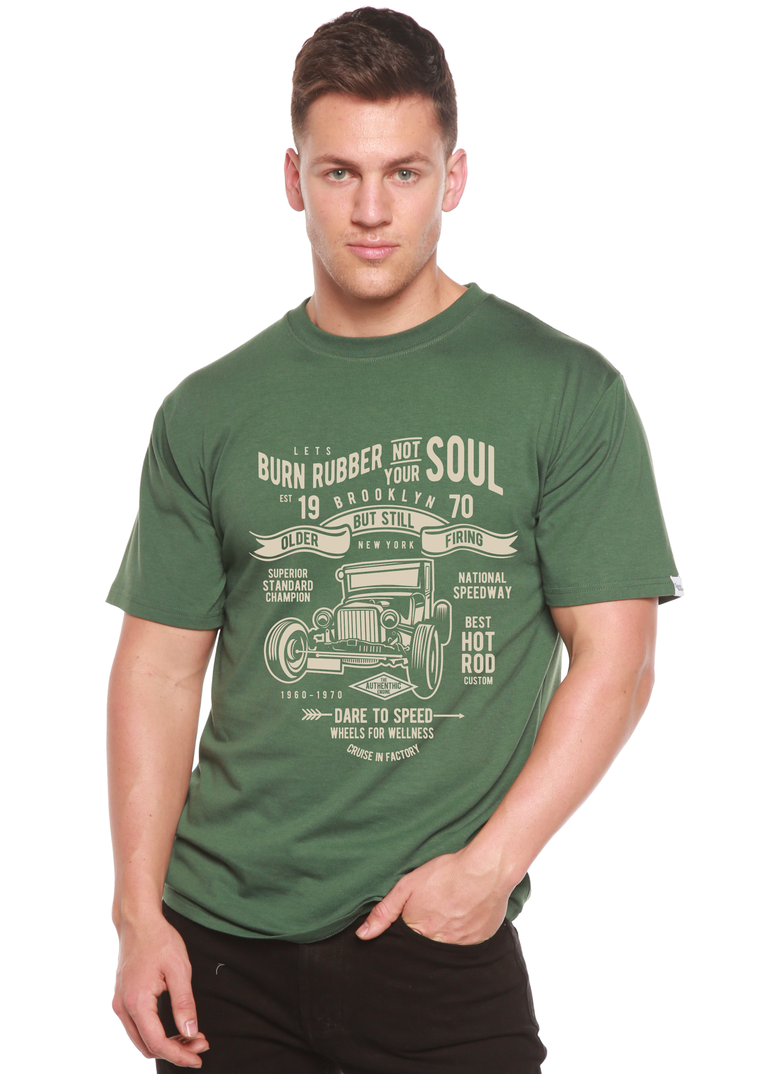 Burn Rubber Men's Bamboo Viscose/Organic Cotton Short Sleeve Graphic T-Shirt