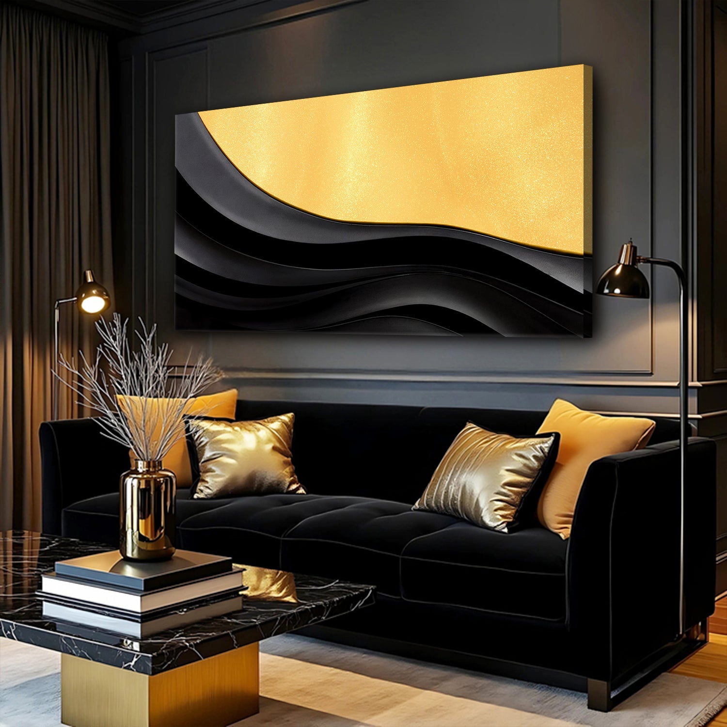 Black And Gold Minimalist Abstract VIII