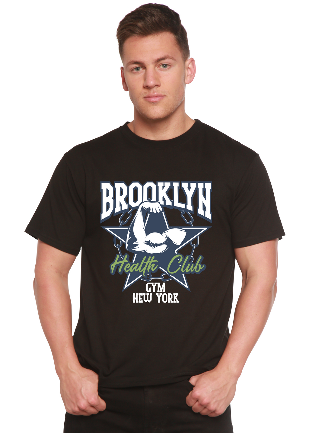 Brooklyn Health Club Men's Bamboo Viscose/Organic Cotton Short Sleeve Graphic T-Shirt