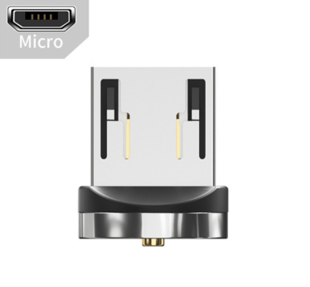 Micro USB magnetic charging connector with metal ring, compact rotating adapter housing