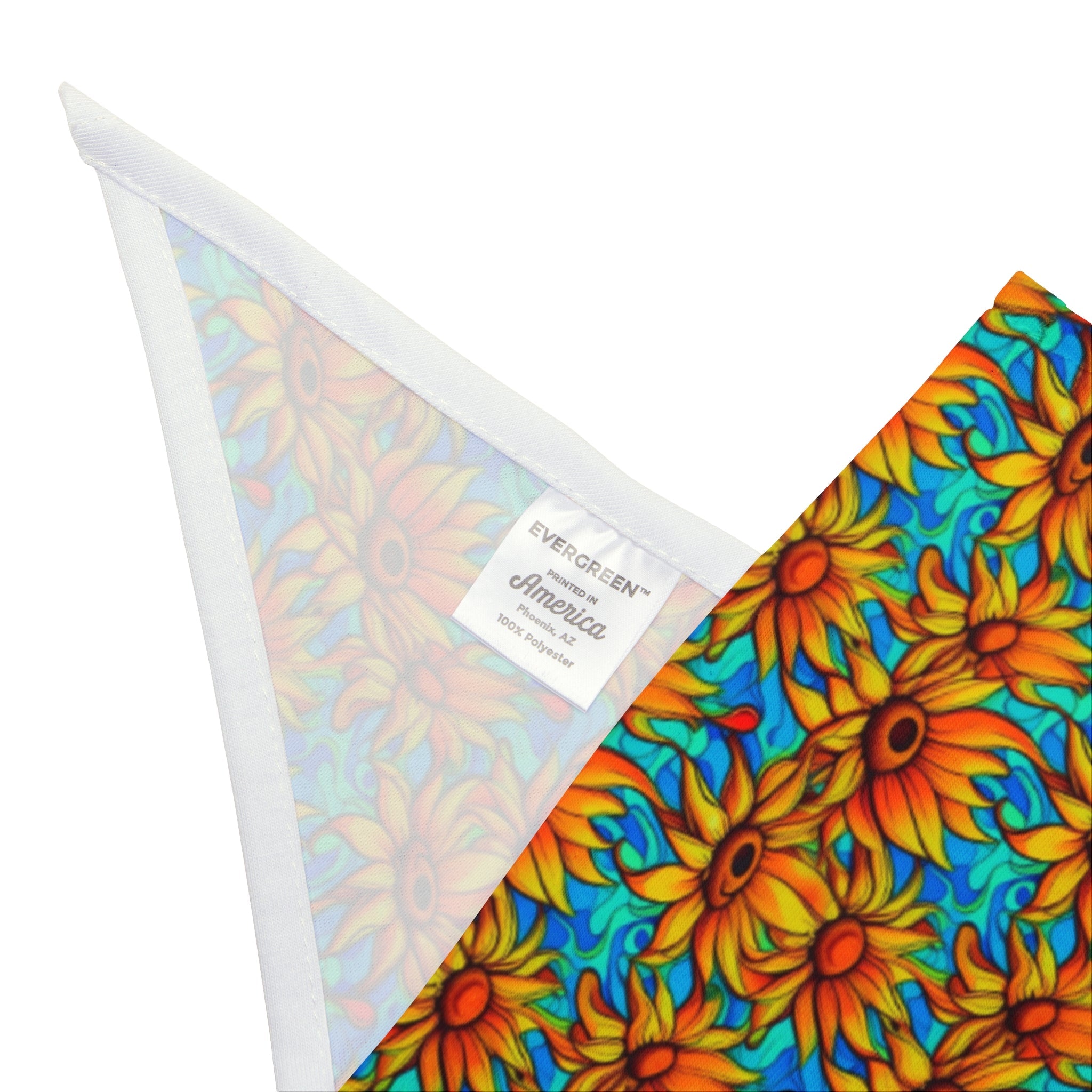 Sunflower Kaleidoscope on Turquoise Waves - Pet Bandana Pet Zen