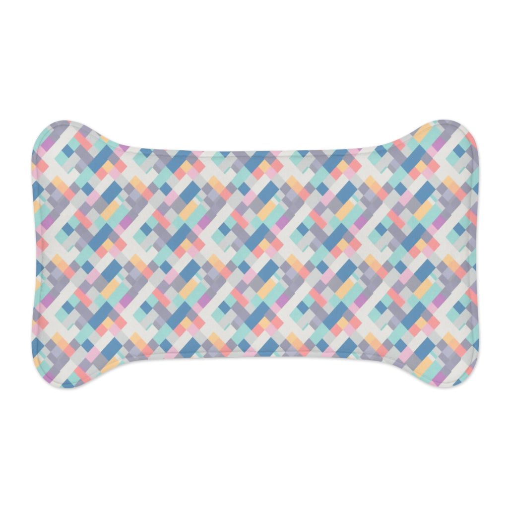 Pastel Pixel Weave in Diagonal Harmony - Pet Feeding Mat Pet Ze