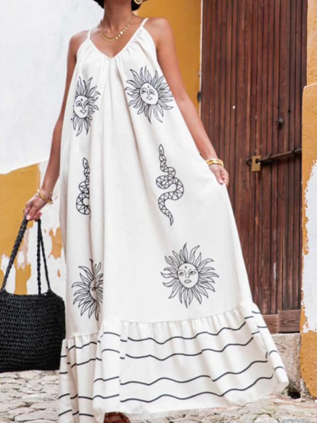 Printed V-Neck Summer Maxi Dress for Effortless Style and Comfort