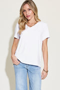Soft Rayon V-Neck Hi-Lo T-Shirt