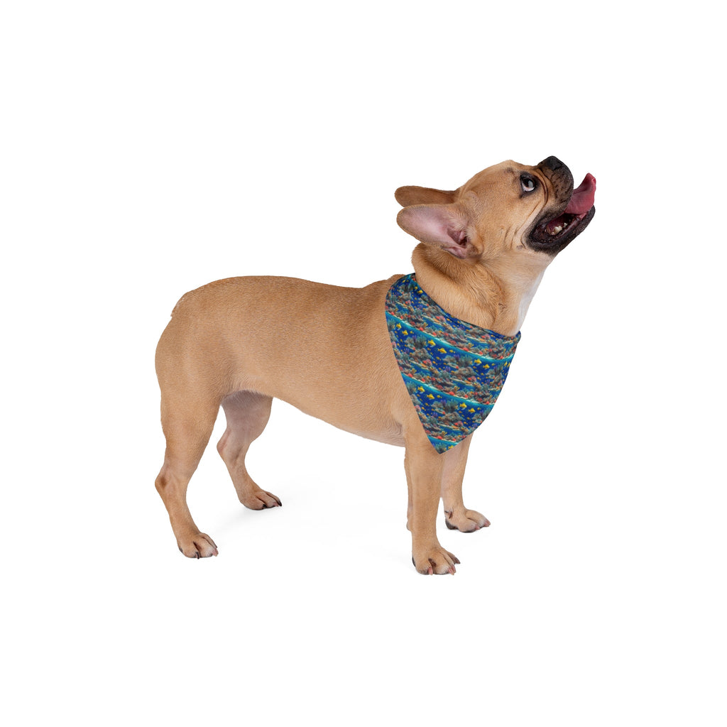 Sunlit Reef Mosaic with Golden Fish Shoals - Pet Bandana Pet Zen