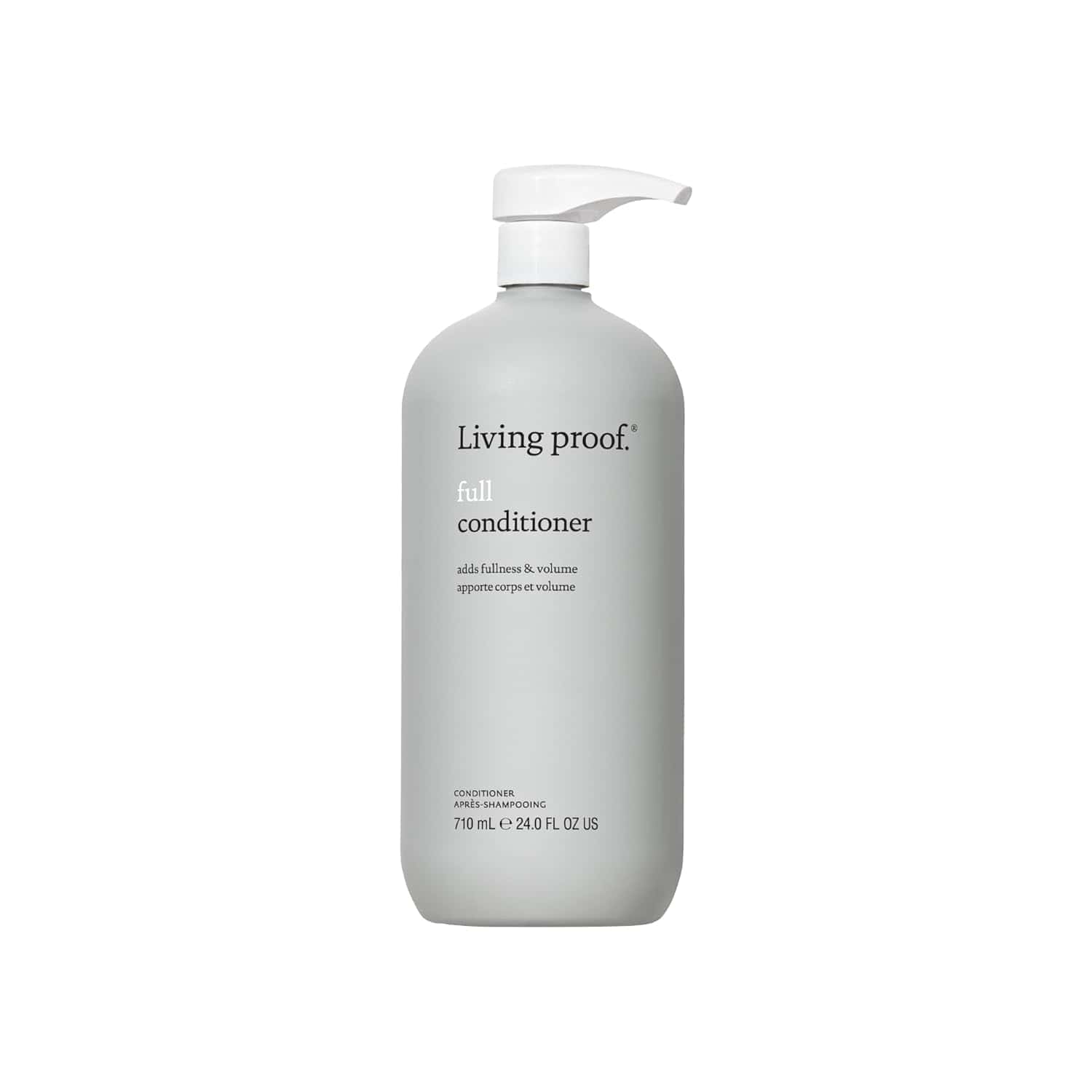 Living proof full conditioner pump bottle, light gray bottle with white pump