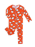 Red Hello Kitty bamboo baby convertible romper with footed legs and zipper
