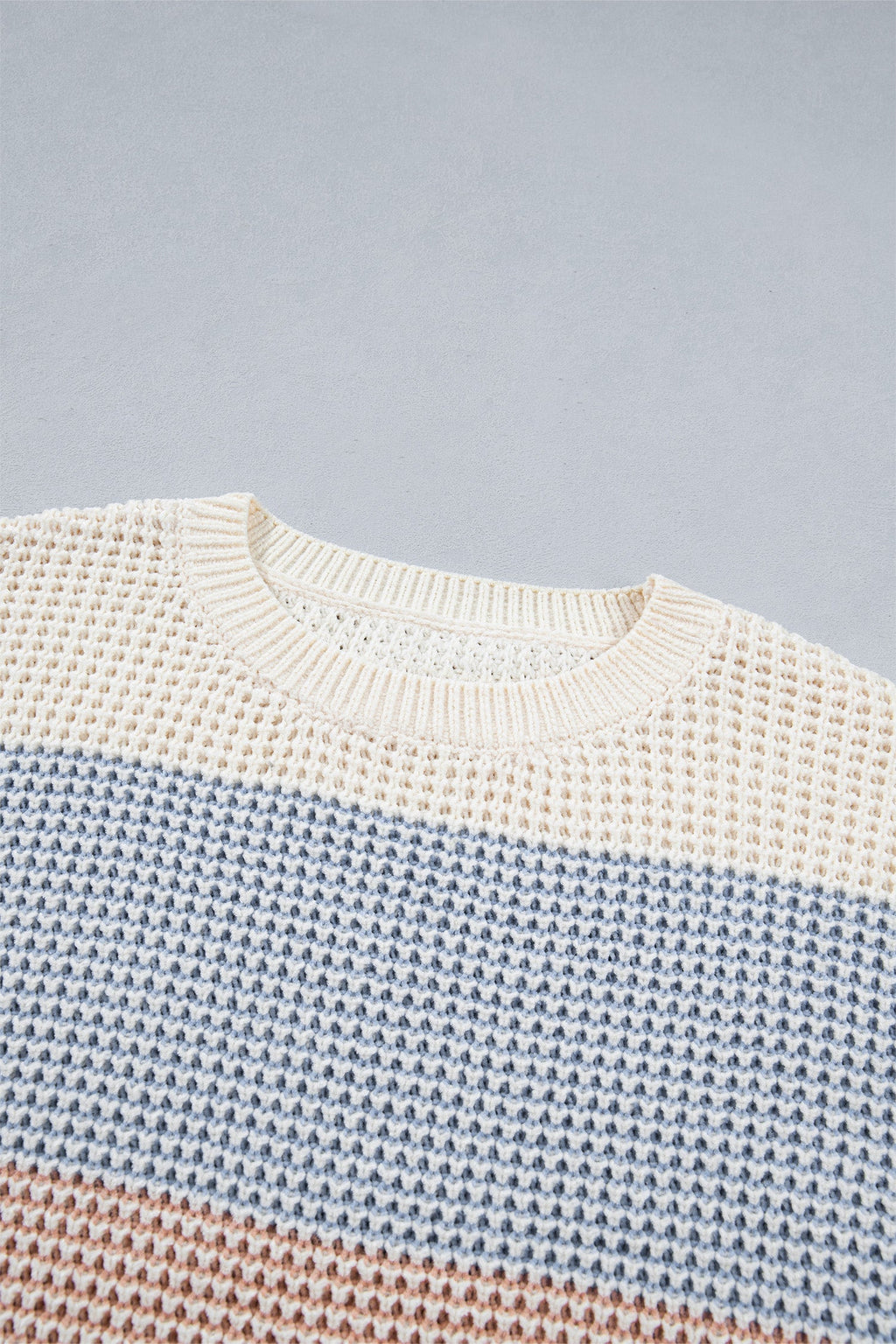 Colorblock Stripe Drop Shoulder Round Neck Sweater