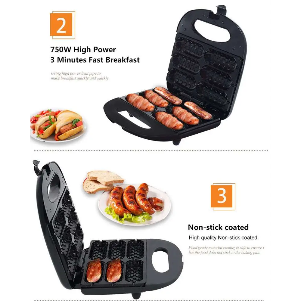 6 Slot Non Stick Hot Dog Sausage Frying Machine