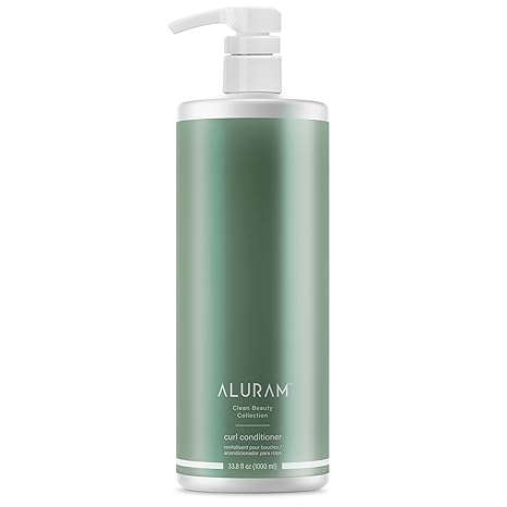 Aluram curl conditioner bottle with pump, green-tinted bottle, 33.8 fl oz