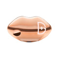 Lip-shaped LED light device with metallic rose-gold finish and plus icon