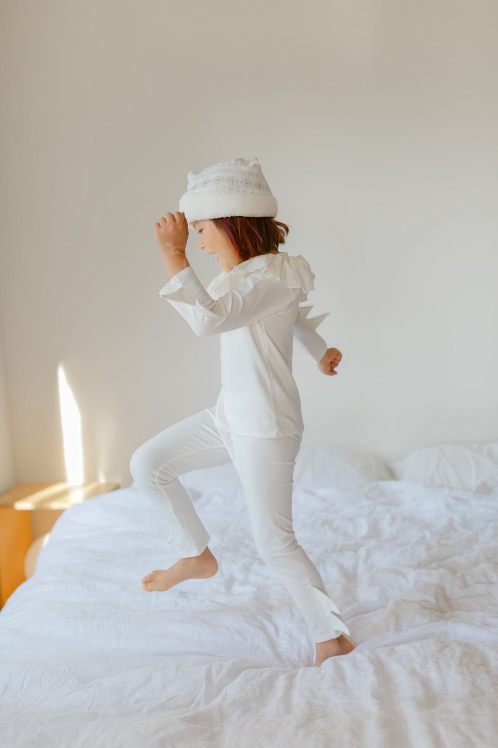 White Holiday Elf Pajama Costume-Christmas Gift for Kids - Cozy Cotton Stocking Stuffer