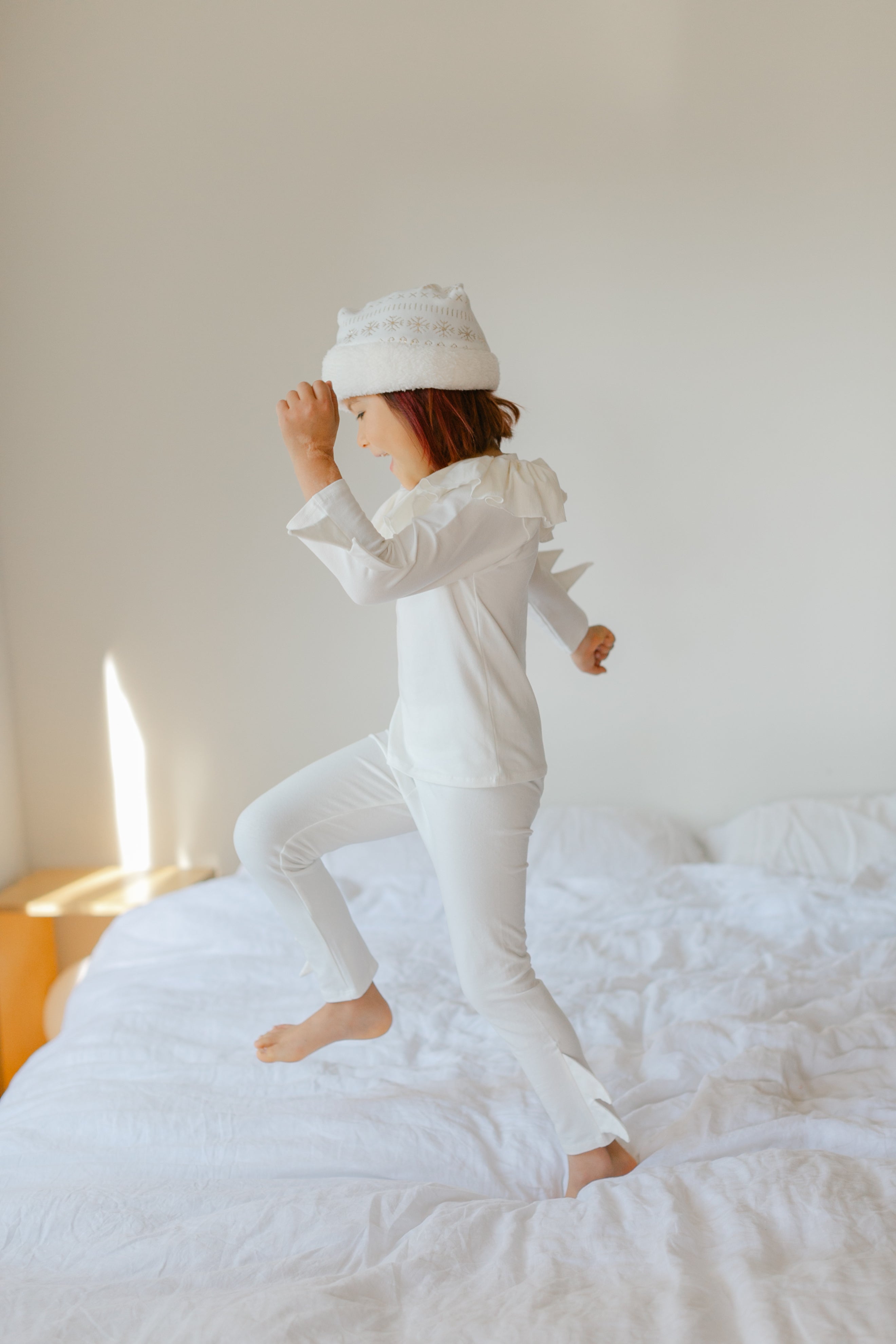 White Holiday Elf Pajama Costume-Christmas Gift for Kids - Cozy Cotton Stocking Stuffer