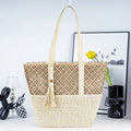 Minimalist Large Straw Shoulder Bag – Paper Rope Woven Tote, Casual Phoenix Eye Beach Purse