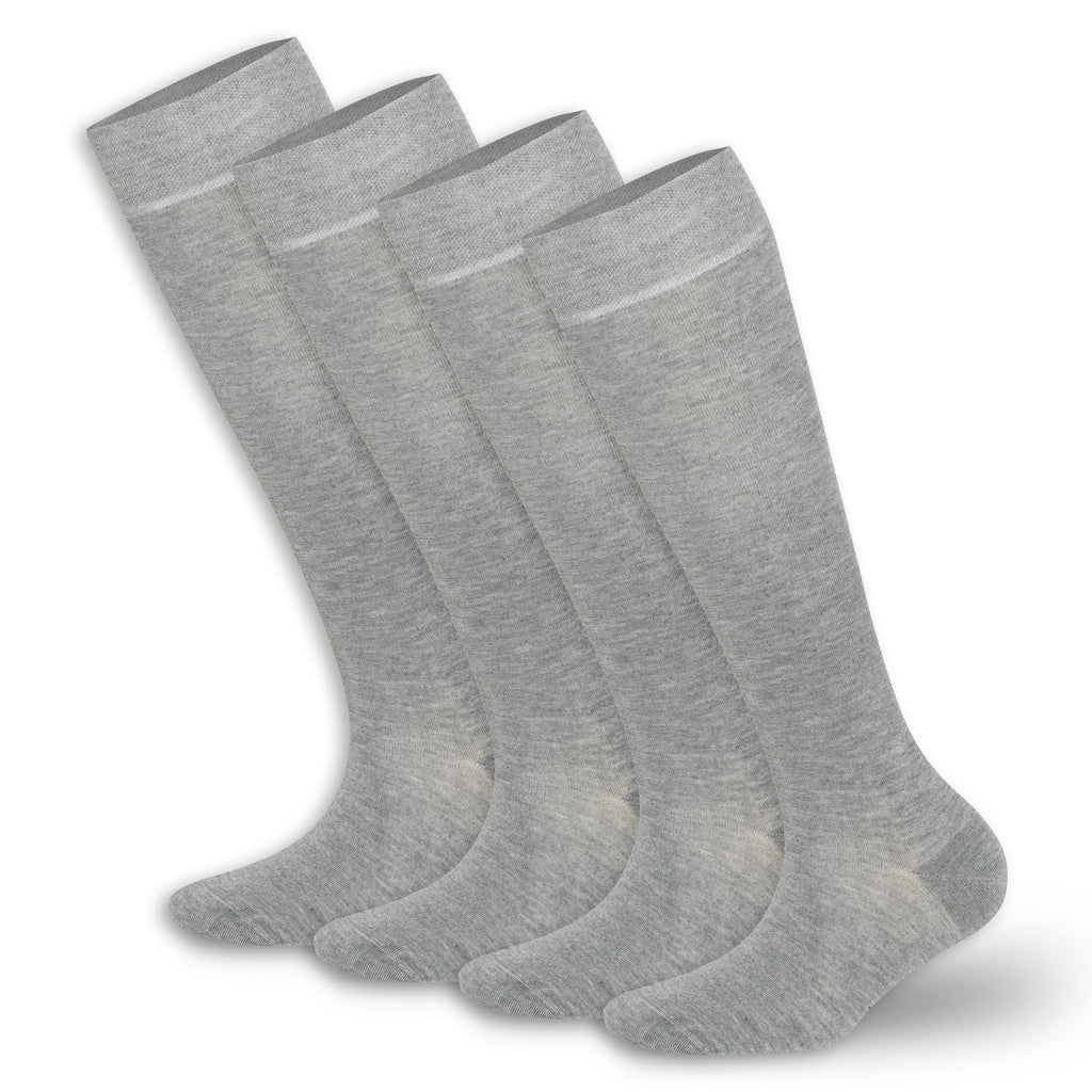 Gray knee-high socks, 4-pack, soft knit look