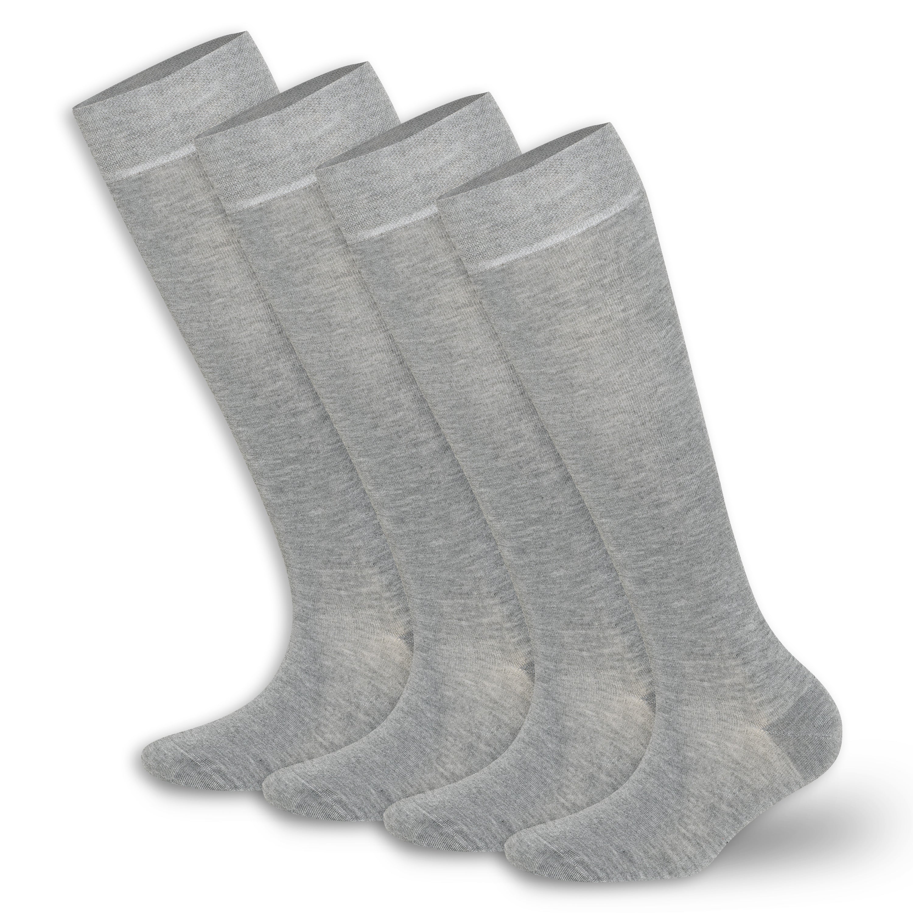 Gray knee-high socks, 4-pack, soft knit look