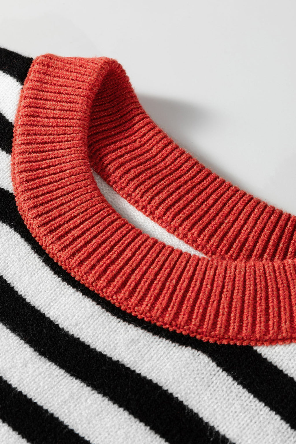 Stripe Colorblock Ribbed Trim Long Sleeve Sweater