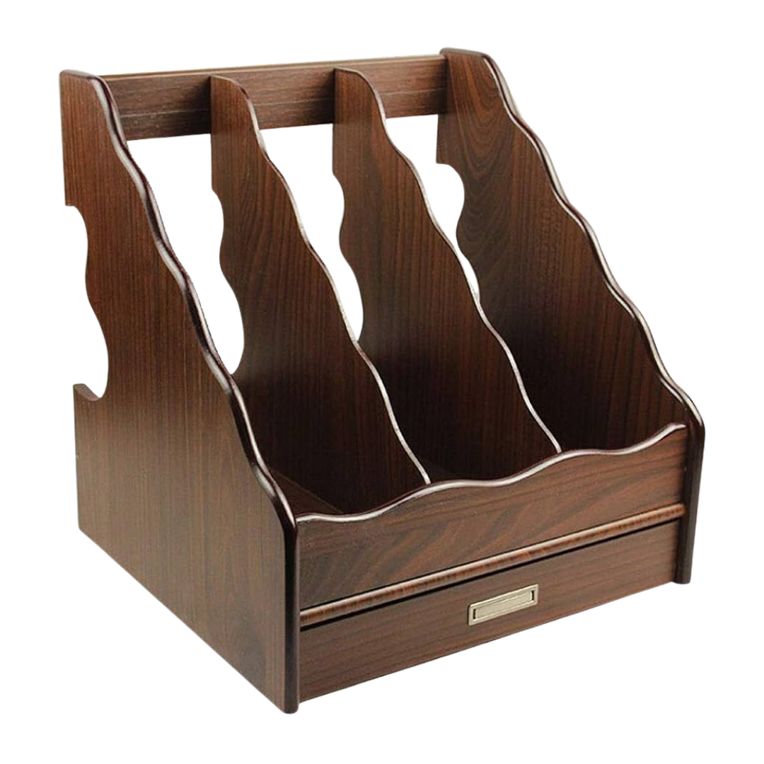 HomeOffice 3-Slot Wooden Desktop File and Magazine Organizer (1 unit)