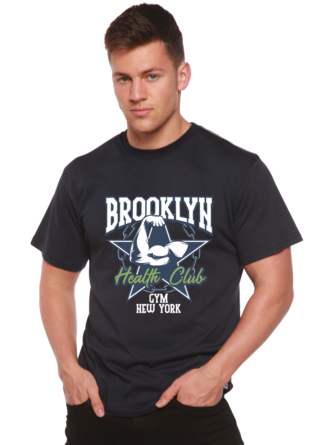Brooklyn Health Club Men's Bamboo Viscose/Organic Cotton Short Sleeve Graphic T-Shirt