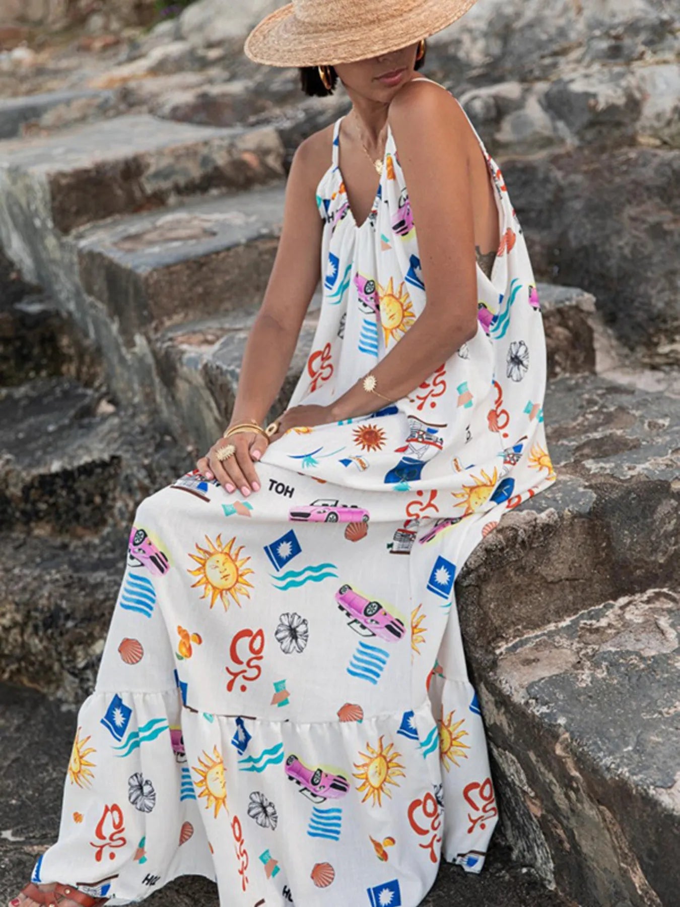 Printed V-Neck Summer Maxi Dress for Effortless Style and Comfort