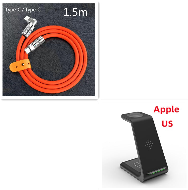 3-in-1 wireless charger stand with dock and red Type-C cable, 1.5m