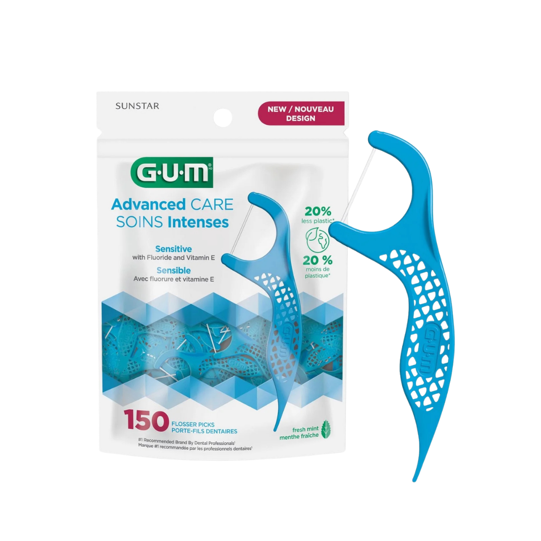 GUM Advanced Care Flosser Picks for Sensitive Teeth (150 Count)
