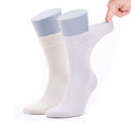 Pair of ultra-thin men’s diabetic socks, light beige/off-white, crew height