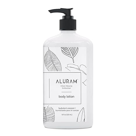 Aluram body lotion bottle with pump, 18 oz, clear white bottle