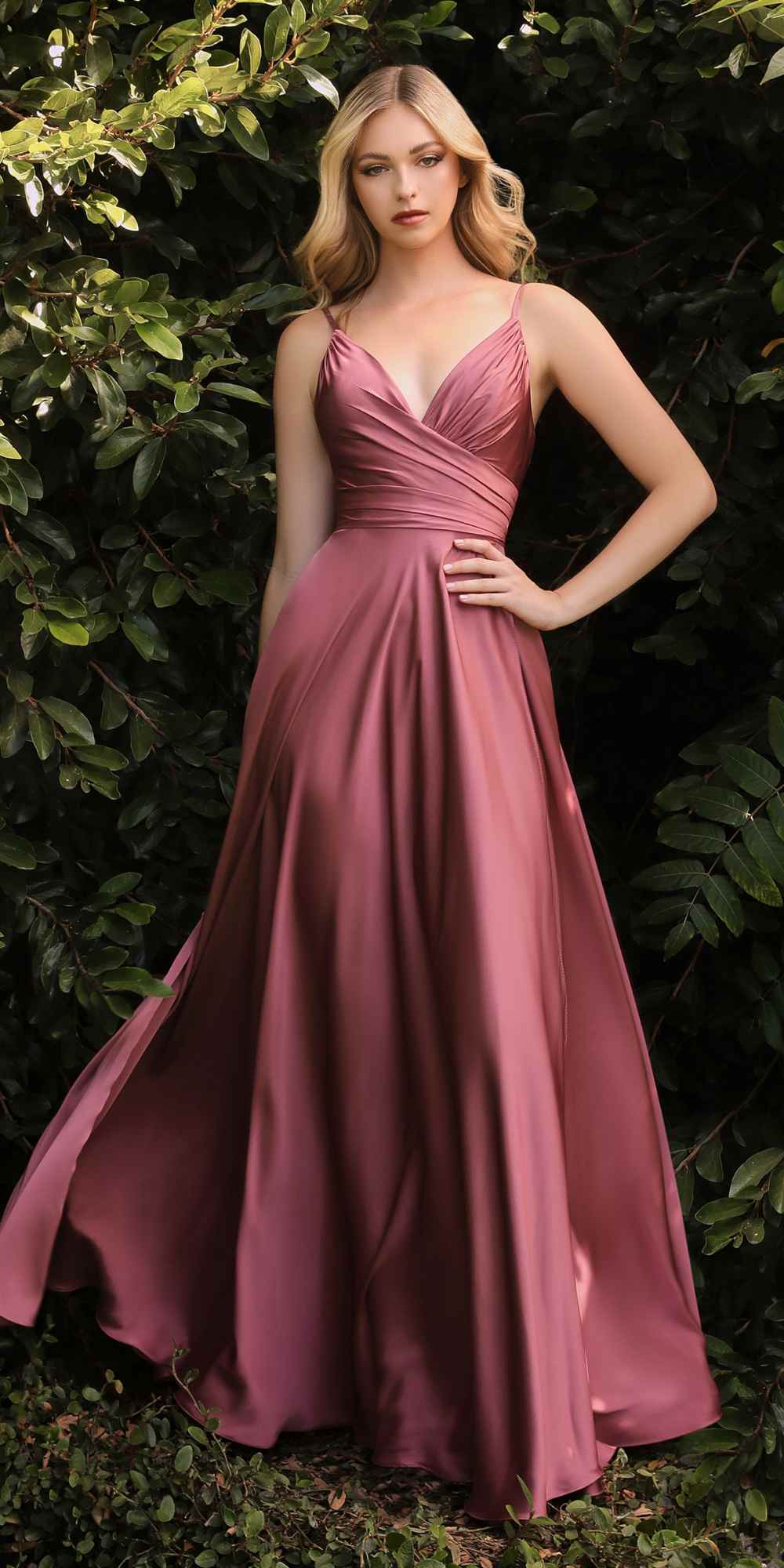 Berry pink satin A-line formal dress, sweetheart neckline, ruched bodice, full skirt