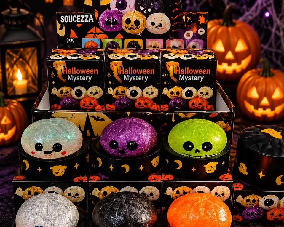 Halloween dumpling steamer set of glow-in-dark cartoon face containers, assorted colors
