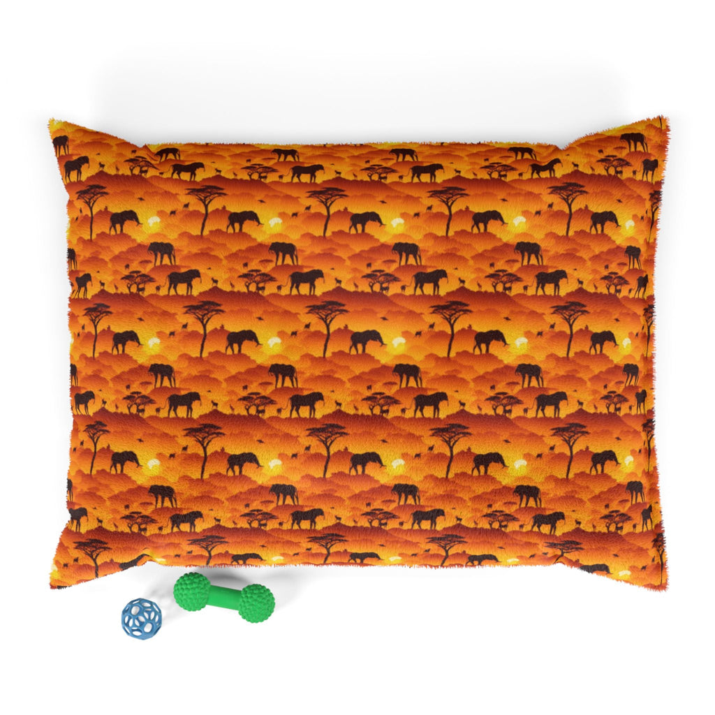 Savanna Sunset Tapestry: Elephants and Acacias in Endless Horizon - Pet Bed Pet Zen