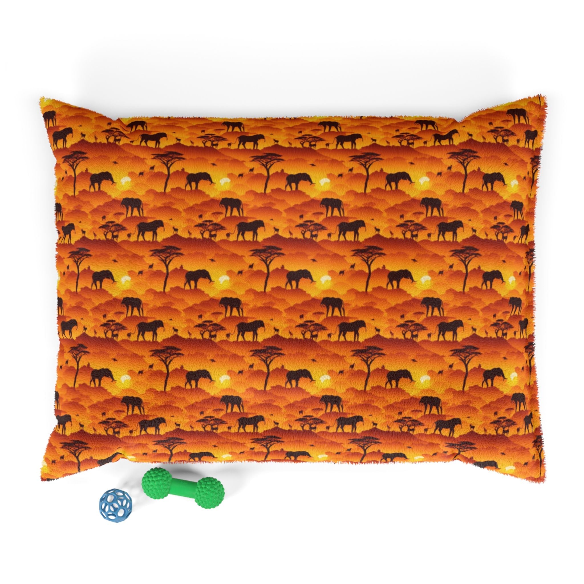 Savanna Sunset Tapestry: Elephants and Acacias in Endless Horizon - Pet Bed Pet Zen