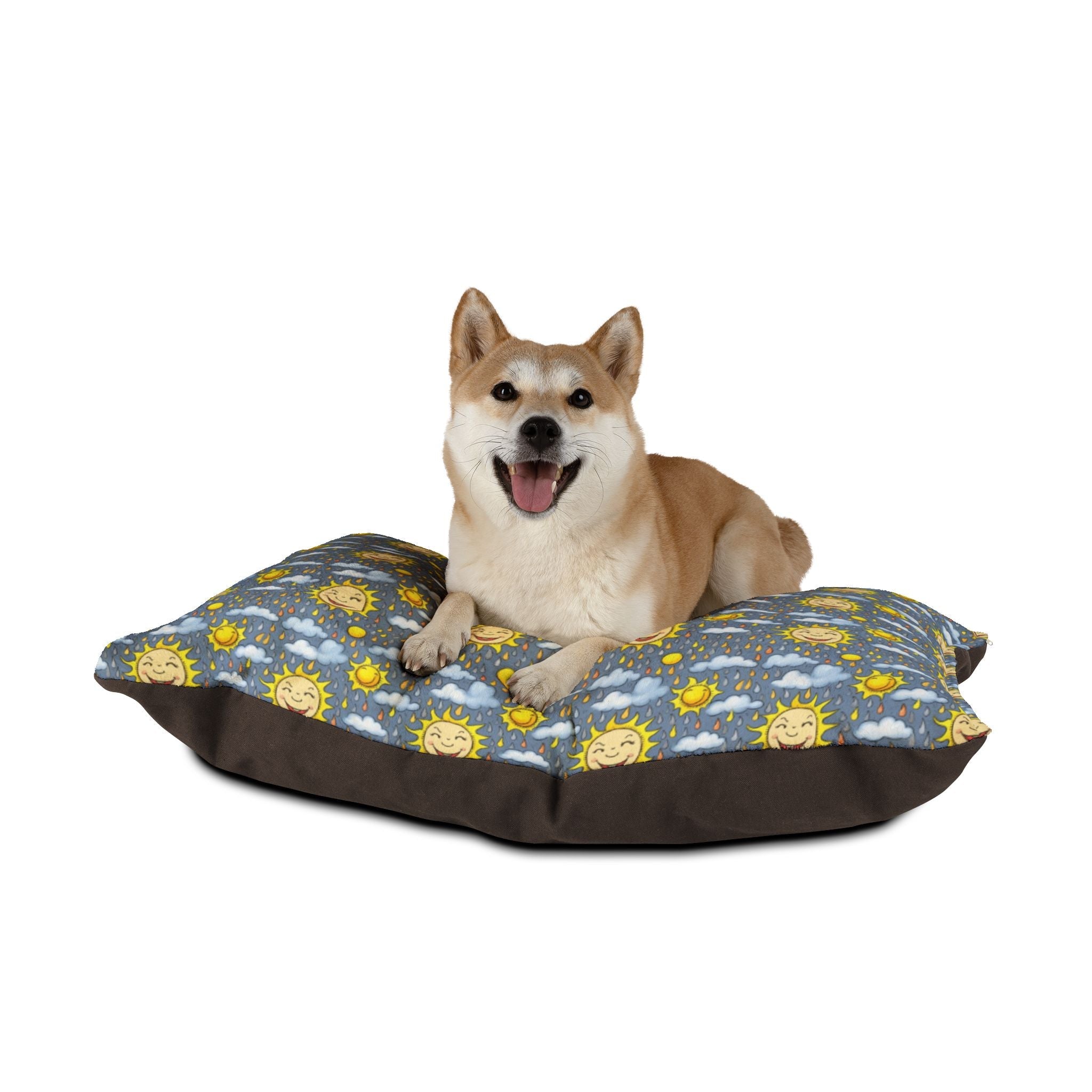 Smiling Suns in a Rainy Sky Pattern - Pet Bed Pet Zen