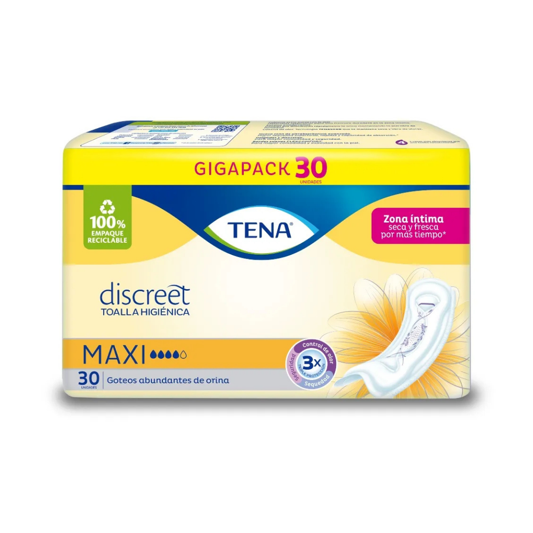 Tena Discreet Maxi Incontinence Pads for Women (30 Count)